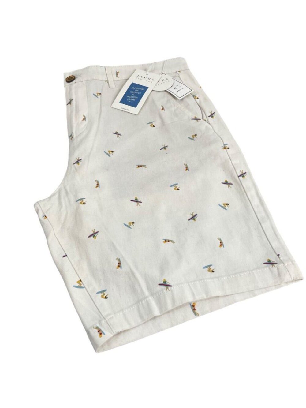 Jachs New York Chino Shorts Men's Sz 33 White Surfer Bleeker Fit Flat Frt $40Nwt - Picture 9 of 10